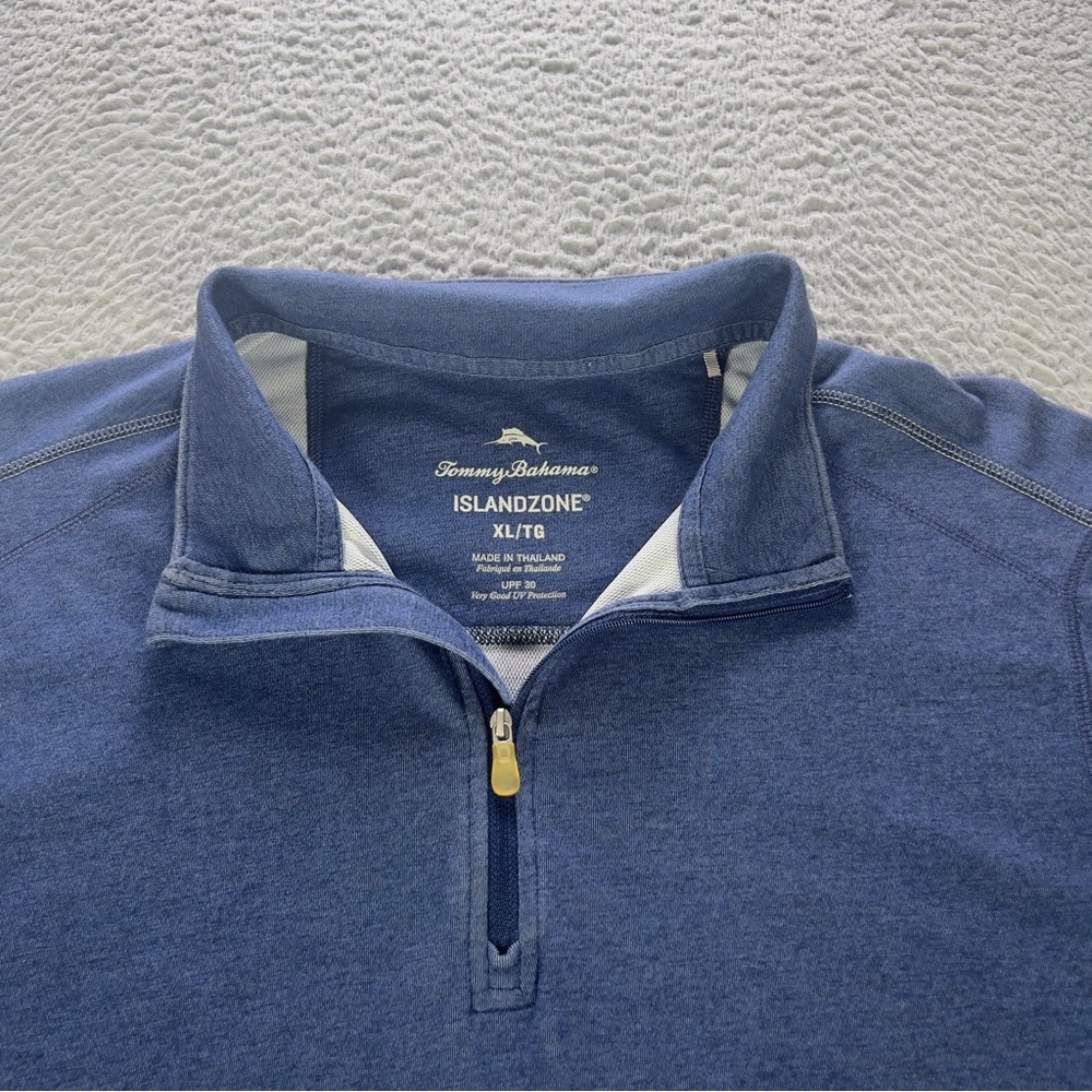 Tommy Bahama Pullover Mens XL Blue IslandZone Quarter Zip Long Sleeve Preppy - Picture 7 of 7